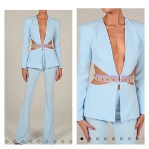THE DOLLS HOUSE Light Blue Gigi Cutout Blazer Jacket XS NWT
